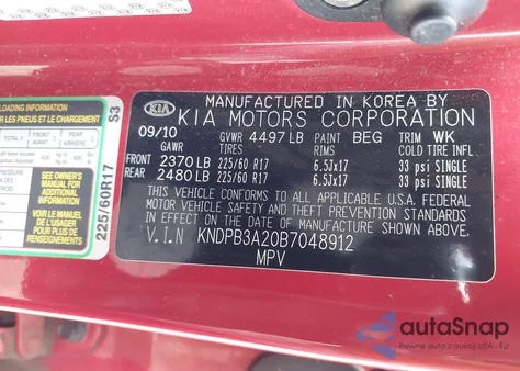 2011 Kia Sportage Lx from USA, damaged, VIN KNDPB3A20B7048912